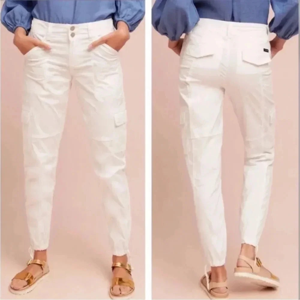 Anthropologie Sanctuary White Terrain Cropped Cargo Utility Pant Size 25